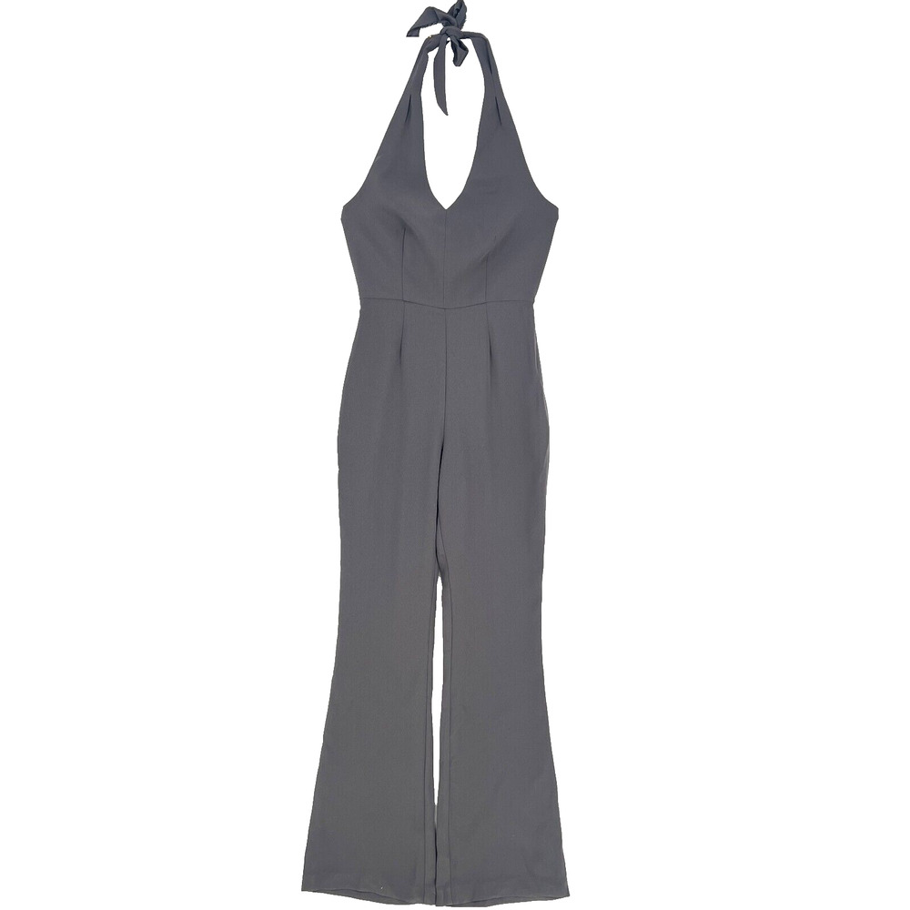 NWT Sexy V Neck Gray Halter Jumpsuit Women Size 2 Guess by Marciano Retail $228